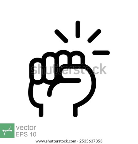 Hand knocking on door icon. Simple outline style. Knock, touch, knuckle, force, fight, fist, bump, punch, strong, knocker concept. Line vector illustration isolated on white background. EPS 10.