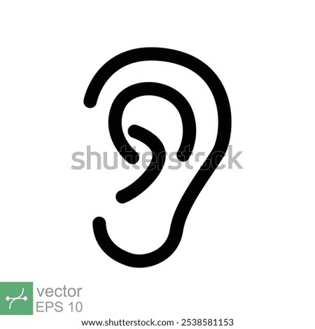 Ear icon. Simple outline style. Listen, hear, deaf, human sense, medical and health concept. Line vector illustration isolated on white background. EPS 10.