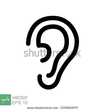 Ear icon. Simple outline style. Listen, hear, deaf, human sense, medical and health concept. Line vector illustration isolated on white background. EPS 10.