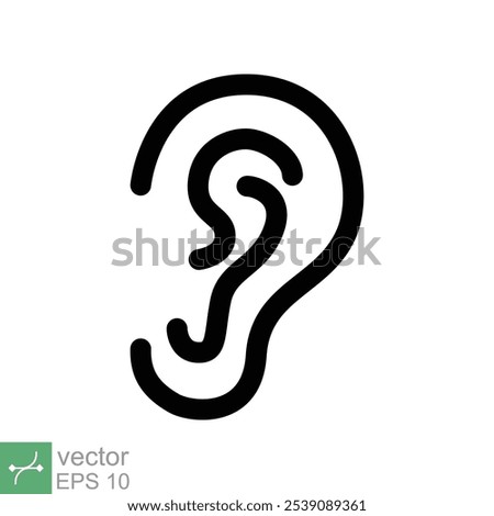 Ear icon. Simple outline style. Listen, hear, deaf, human sense, medical and health concept. Line vector illustration isolated on white background. EPS 10.