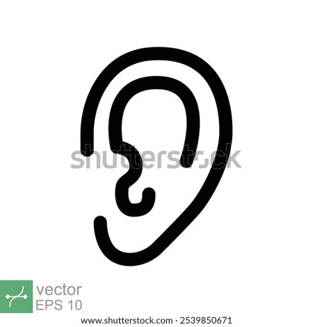 Ear icon. Simple outline style. Listen, hear, deaf, human sense, medical and health concept. Line vector illustration isolated on white background. EPS 10.