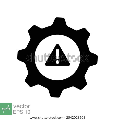 System error icon. Simple solid style. Risk alert, failure, mechanical gear engine, trouble service, caution, technology concept. Glyph vector illustration isolated on white background. EPS 10.