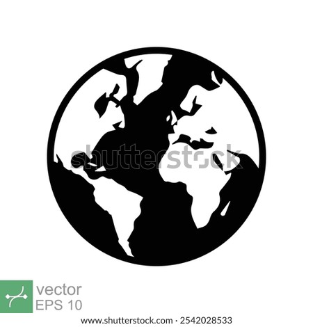 Planet earth icon. Simple flat style. World globe, international, round map, web symbol concept. Vector illustration isolated on white background. EPS 10.