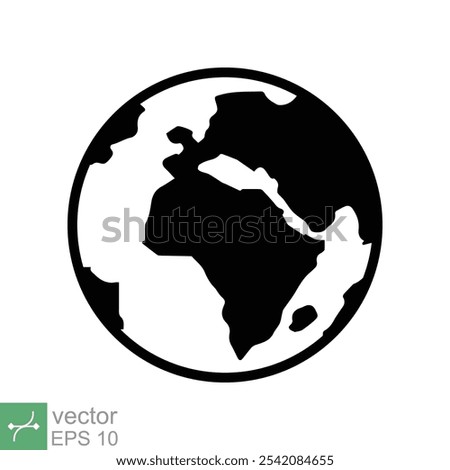 Planet earth icon. Simple flat style. World globe, international, round map, web symbol concept. Vector illustration isolated on white background. EPS 10.