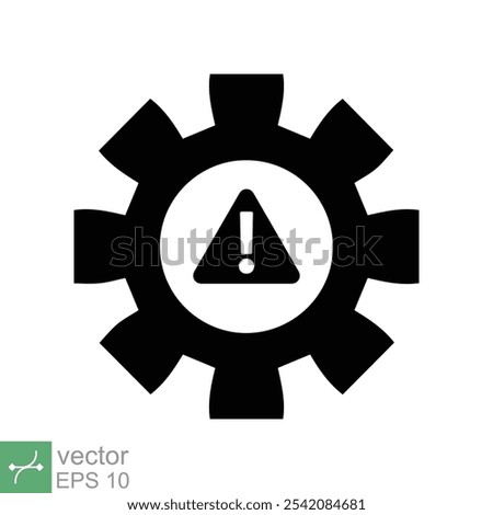 System error icon. Simple solid style. Risk alert, failure, mechanical gear engine, trouble service, caution, technology concept. Glyph vector illustration isolated on white background. EPS 10.