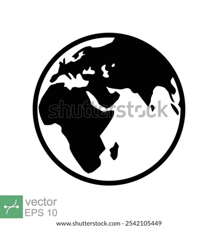 Planet earth icon. Simple flat style. World globe, international, round map, web symbol concept. Vector illustration isolated on white background. EPS 10.