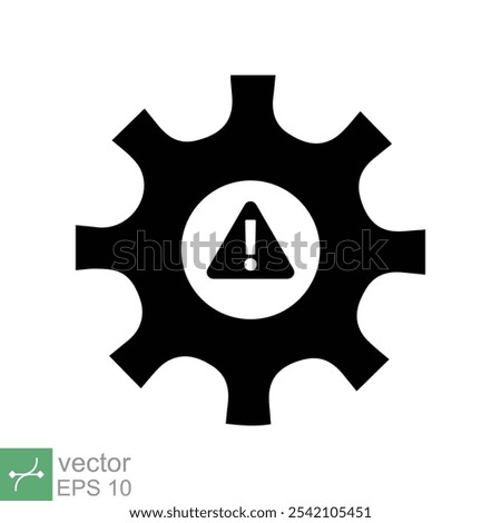 System error icon. Simple solid style. Risk alert, failure, mechanical gear engine, trouble service, caution, technology concept. Glyph vector illustration isolated on white background. EPS 10.