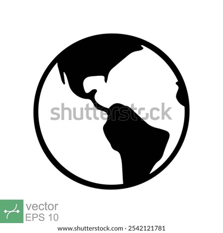 Planet earth icon. Simple flat style. World globe, international, round map, web symbol concept. Vector illustration isolated on white background. EPS 10.