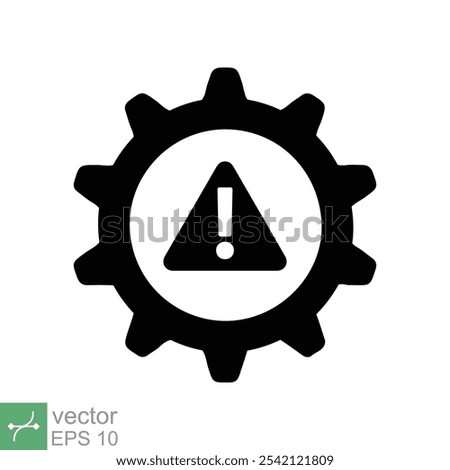 System error icon. Simple solid style. Risk alert, failure, mechanical gear engine, trouble service, caution, technology concept. Glyph vector illustration isolated on white background. EPS 10.