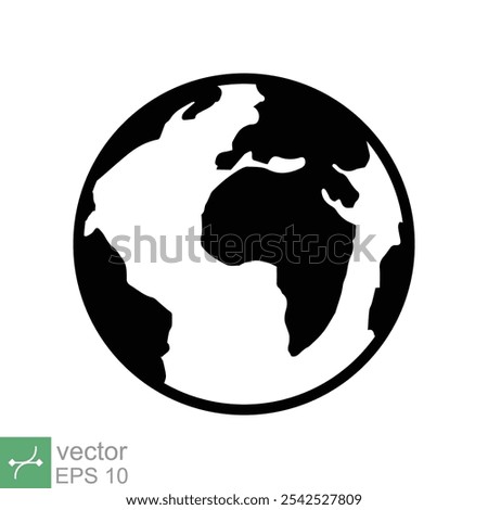 Planet earth icon. Simple flat style. World globe, international, round map, web symbol concept. Vector illustration isolated on white background. EPS 10.