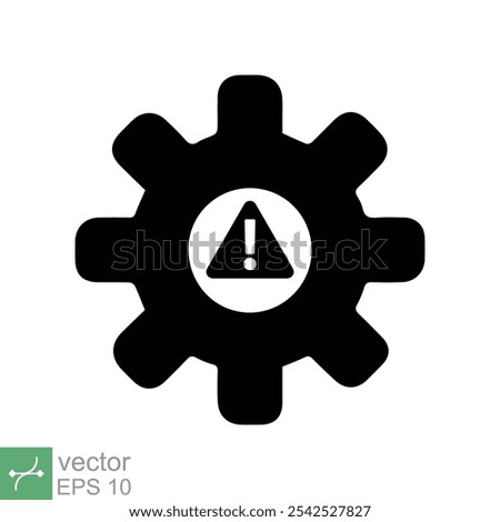 System error icon. Simple solid style. Risk alert, failure, mechanical gear engine, trouble service, caution, technology concept. Glyph vector illustration isolated on white background. EPS 10.