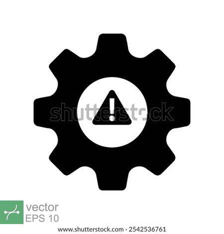 System error icon. Simple solid style. Risk alert, failure, mechanical gear engine, trouble service, caution, technology concept. Glyph vector illustration isolated on white background. EPS 10.