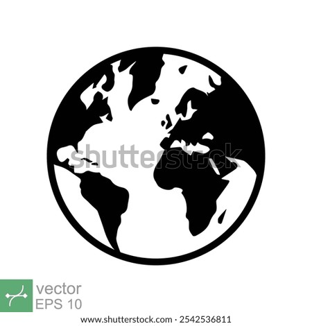 Planet earth icon. Simple flat style. World globe, international, round map, web symbol concept. Vector illustration isolated on white background. EPS 10.