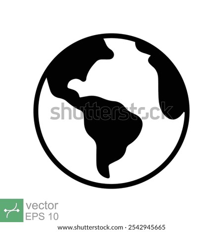 Planet earth icon. Simple flat style. World globe, international, round map, web symbol concept. Vector illustration isolated on white background. EPS 10.