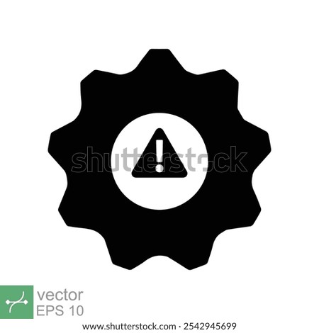 System error icon. Simple solid style. Risk alert, failure, mechanical gear engine, trouble service, caution, technology concept. Glyph vector illustration isolated on white background. EPS 10.