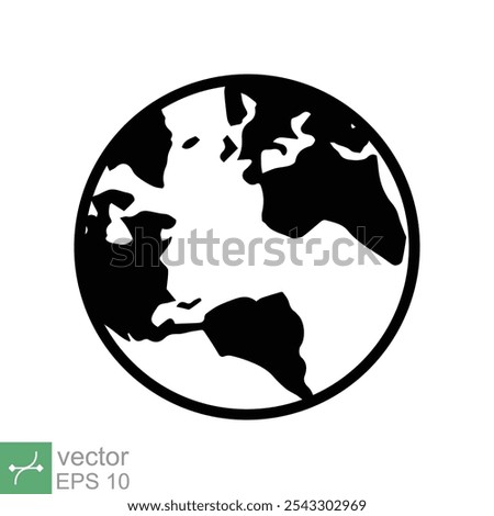 Planet earth icon. Simple flat style. World globe, international, round map, web symbol concept. Vector illustration isolated on white background. EPS 10.