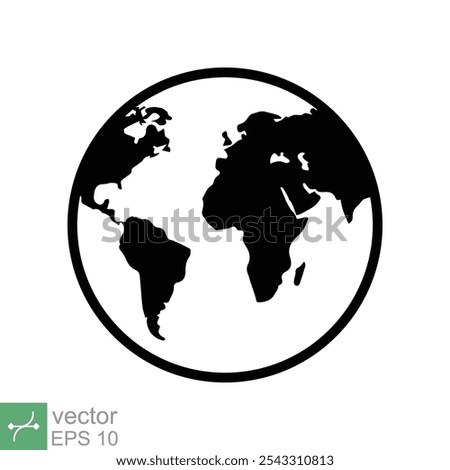 Planet earth icon. Simple flat style. World globe, international, round map, web symbol concept. Vector illustration isolated on white background. EPS 10.