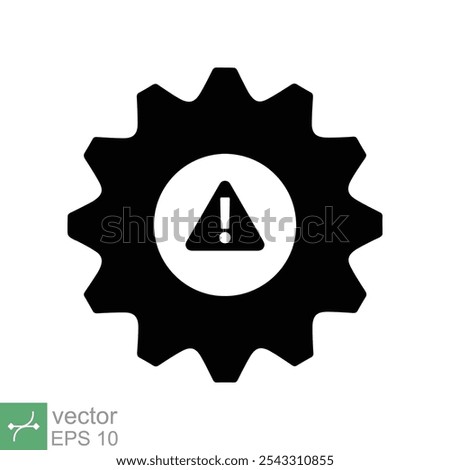 System error icon. Simple solid style. Risk alert, failure, mechanical gear engine, trouble service, caution, technology concept. Glyph vector illustration isolated on white background. EPS 10.