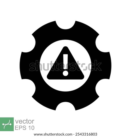 System error icon. Simple solid style. Risk alert, failure, mechanical gear engine, trouble service, caution, technology concept. Glyph vector illustration isolated on white background. EPS 10.