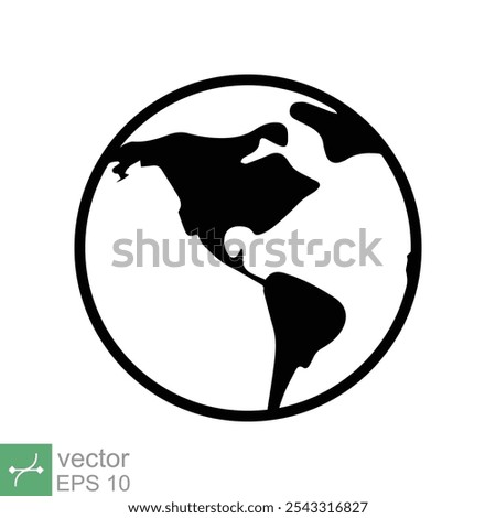 Planet earth icon. Simple flat style. World globe, international, round map, web symbol concept. Vector illustration isolated on white background. EPS 10.