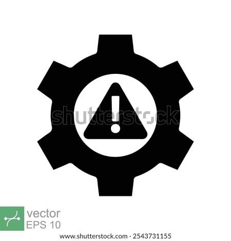 System error icon. Simple solid style. Risk alert, failure, mechanical gear engine, trouble service, caution, technology concept. Glyph vector illustration isolated on white background. EPS 10.