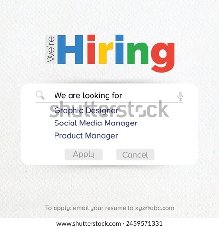 We are hiring poster, google template, vector, banner, post, story, flyer, Vacancy, apply