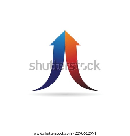 Two up arrows joining together, Up Arrow business logo icon vector, up arrow business strategy