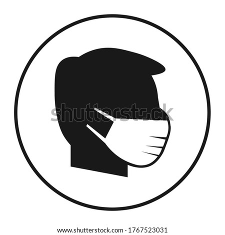 Concept Icon Symbol The man turned on the side of the mask to protect the coronavirus.