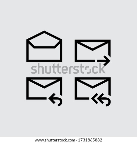 Outline email icon. Open the envelope pictogram, reply, forward for mobile applications, ui, web, etc. Vector illustration. Eps10