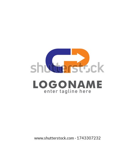 Creative initial logo template for the concept of the letter CP concept vector logo. initial letter CP with arrow symbol, business logo, typographic style. for logistic company names, delivery, etc. 