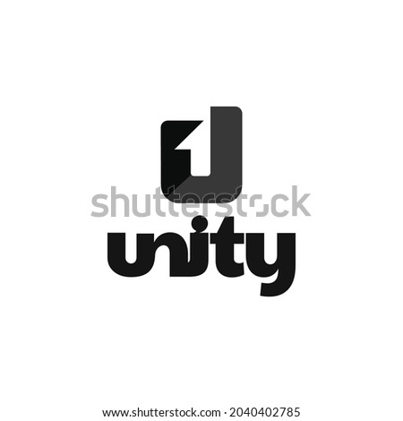 letter u and number 1 logo, unity logo text illustration, hidden number 1 and up arrow