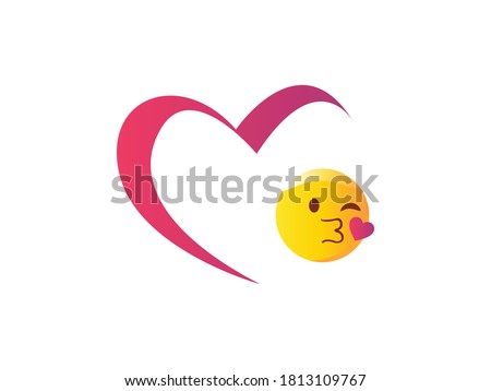 Heart emoji Icon Vector illustration. Perfect Hearts Love symbol. Valentine's Day kiss sign, emblem isolated on white background, Flat style for graphic and web design, logo.
