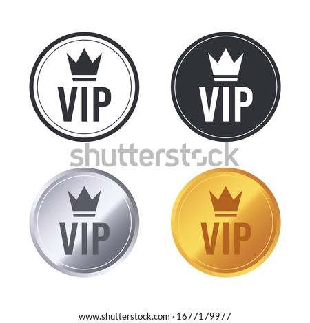 Vip icons. Exclusive vip club members pictogram, royal premium vip symbol, private luxury sign vector icons set. Exclusive vip member, luxury royal logo illustration