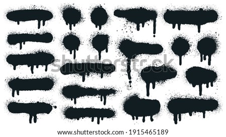 Spray paint shapes. Sprayed grunge dripping dots and borders, abstract graffiti spraying textured shapes vector illustration set. Paint splatter symbols. Dripping spraying textured, spatter texture