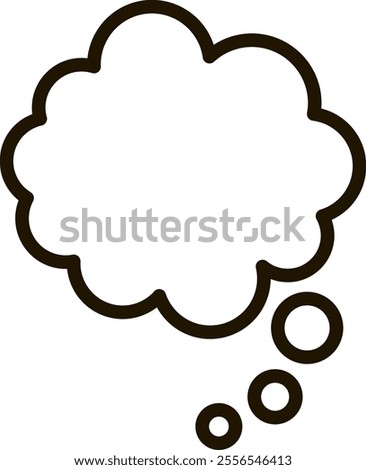 Empty thought bubble with a thick black outline and three small circles representing the thinking process, conveying brainstorming, creativity, and communication