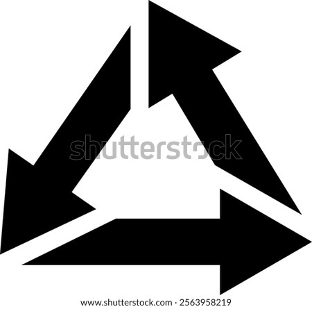 Universal recycling symbol featuring three black arrows rotating clockwise in an equilateral triangle, highlighting the significance of reducing, reusing, and recycling for environmental protection