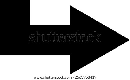 Simple black arrow pointing right, featuring a notch on the left side. Isolated vector illustration set against a clean white background, emphasizing clarity and direction