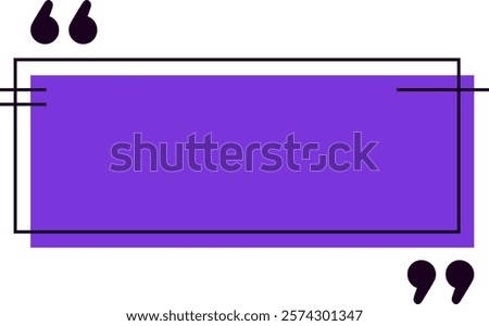 Purple quote box featuring quotation marks, waiting for customer reviews or testimonials to be filled in, providing ample copy space for feedback and opinions