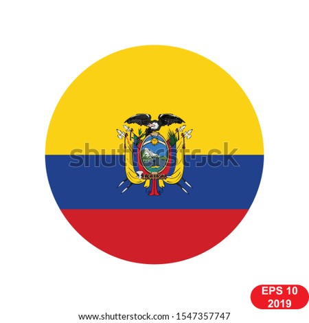 Ecuador flag vector with circle round shape on a white background