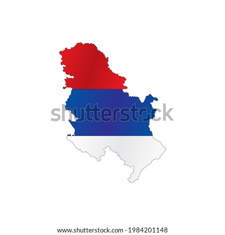 Serbia map vector with flag high detailed on a white background