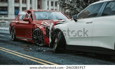 Similar – Image, Stock Photo Emergency car of people with bacteriological protection suits