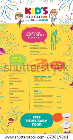 vector kids menu template.