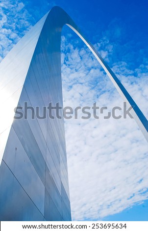 St. Louis Arch in Missouri with clouds and sky in background,Gateway to the West