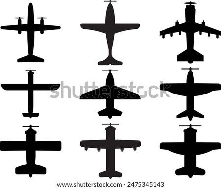 Set of airplane icon. Aircrafts flat with fill and stock style. Paper plane symbol or logo. Simple vector illustration of a plane. Editable Airplane Aircraft Icon isolated on white Background