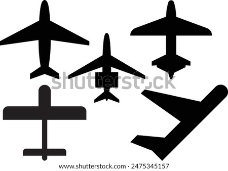 Set of airplane icon. Aircrafts flat with fill and stock style. Paper plane symbol or logo. Simple vector illustration of a plane. Editable Airplane Aircraft Icon isolated on white Background