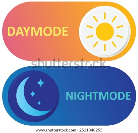 Day and night toggle switch icons set. Collection of on off. Sun and Moon icons for dark light mood. Dark mode and light mode switch button for website and mobile app. day night modes switch isolated.