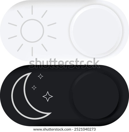 Day and night toggle switch icons set. Collection of on off. Sun and Moon icons for dark light mood. Dark mode and light mode switch button for website and mobile app. day night modes switch isolated.