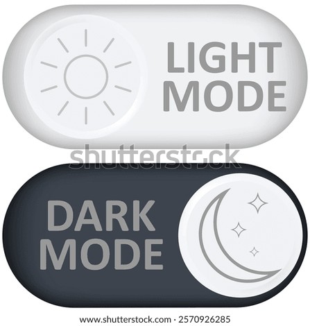 Day and night toggle switch icons set. Collection of on off. Sun and Moon icons for dark light mood. Dark mode and light mode switch button for website and mobile app. day night modes switch isolated.