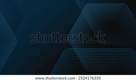 Dark blue abstract background with glowing lines technology futuristic concept. Modern shiny geometric lines design. Horizontal banner template suitable for cover, header, poster, banner, web