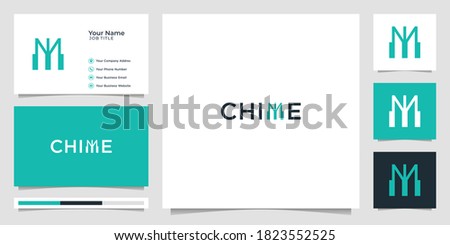 chime logo design, simple concept. logo and business card. premium vector